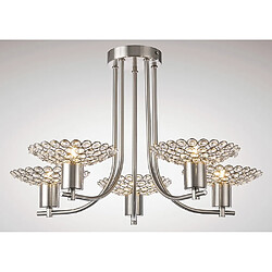 Luminaire Center Semi Plafonnier Ellen 5 Ampoules nickel satiné/cristal