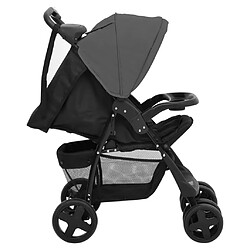 Avis vidaXL Poussette pour bébé 2-en-1 Gris foncé et noir Acier