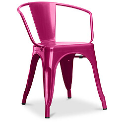 ICONIK INTERIOR Chaise de salle à manger avec accoudoirs - Design industriel - Acier - Nouvelle édition - Stylix Fuchsia