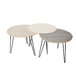 The Home Deco Factory Trio de Tables Gigognes - Beige et Noire - H. 36cm