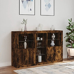 Acheter Maison Chic Commode Buffet - Meuble de rangement avec lumières LED chêne fumé 162x37x100 cm -GKD62634