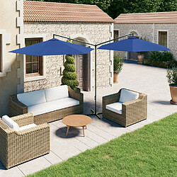 vidaXL Parasol de jardin double avec mât en acier bleu azuré 600 cm