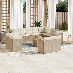 Maison Chic Salon de jardin avec coussins 13 pcs, Ensemble Tables et chaises de jardin, beige résine tressée -GKD731333