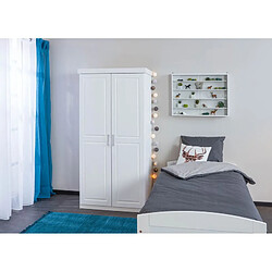 Mes Armoire 2 portes 95x55x190 cm en pin massif laqué blanc