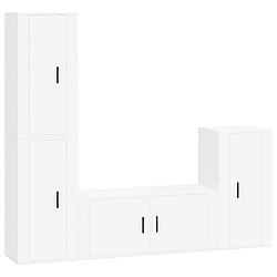 Maison Chic Ensemble de meubles TV 4 pcs pour salon - Blanc brillant Bois d'ingénierie -MN97368