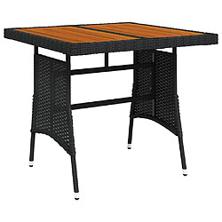 vidaXL Table de jardin Noir 70x70x72 cm Résine tressée et acacia