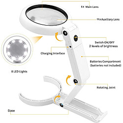 VELAMP Lampe loupe à main ou de table 8 LED 5X / 11X