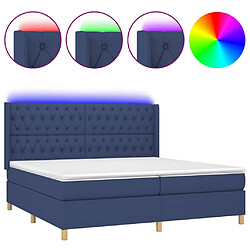 vidaXL Sommier à lattes de lit matelas et LED Bleu 200x200 cm Tissu