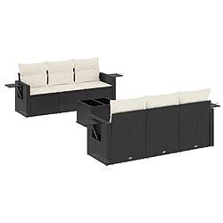 Maison Chic Ensemble Tables et chaises d'extérieur 7pcs avec coussins,Salon de jardin noir résine tressée -GKD977170