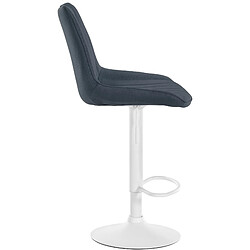 Decoshop26 Lot de 2 tabourets de bar réglable en hauteur pivotant à 360° assise en tissu gris foncé couture verticale pied métal blanc 10_0004438