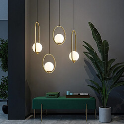 Wewoo Suspension luminaire Lustre Lampe Suspendue Restaurant simple tête personnalité créative moderne en cuivre avec 5W lumière tricolorestyle de forme ovale B2