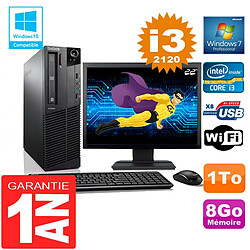 PC Lenovo M92p SFF Core I3-2120 Ram 8Go Disque 1 To Wifi W7 Ecran 22" · Occasion 