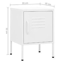 vidaXL Table de chevet Blanc 35x35x51 cm Acier pas cher