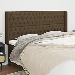 Maison Chic Tête de lit scandinave avec oreilles,meuble de chambre Marron foncé 203x16x118/128 cm Tissu -MN65432