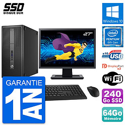 PC Tour HP EliteDesk 800 G2 Ecran 27" G4400 RAM 64Go SSD 240Go Windows 10 Wifi · Occasion 