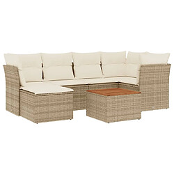 vidaXL Salon de jardin avec coussins 7 pcs beige résine tressée