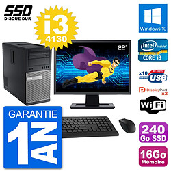 PC Tour Dell 9020 Ecran 22" Intel i3-4130 RAM 16Go SSD 240Go Windows 10 Wifi · Occasion 