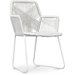 ICONIK INTERIOR Chaise d'extérieur avec accoudoirs - Chaise de jardin - Multicolore - Frony Blanc