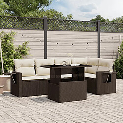 vidaXL Salon de jardin avec coussins 6 pcs marron résine tressée 