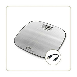 LITTLE BALANCE 8416 Inox Soft USB, Pese-personne sans pile, Rechargeable USB, 180 kg / 100 g, Inox