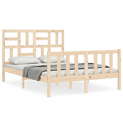 Maison Chic Cadre/structure de lit avec tête de lit pour adulte - Lit Moderne Chambre 140x190 cm bois massif -MN78686