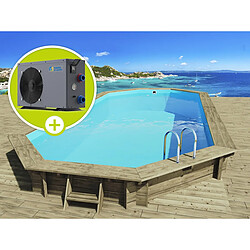 Habitat Et Jardin Piscine bois Ibiza - 8.57 x 4.57 x 1.31 m + Pompe à chaleur 6.1 kW