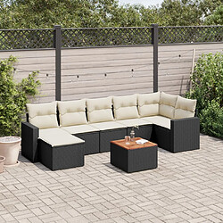 vidaXL Salon de jardin 8 pcs avec coussins noir résine tressée