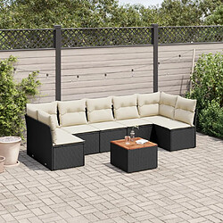 vidaXL Salon de jardin 8 pcs avec coussins noir résine tressée