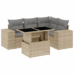 vidaXL Salon de jardin avec coussins 5 pcs beige résine tressée