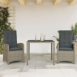 Maison Chic Ensemble à manger d'extérieur 3 pcs avec coussins,Salon de jardin gris résine tressée -GKD873509