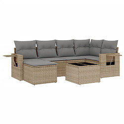 vidaXL Salon de jardin avec coussins 7 pcs beige résine tressée