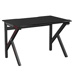 Helloshop26 Bureau gamer table informatique 115 x 75 x 76 cm avec porte-gobelet stable k cadre en acier robuste noir 20_0005672 