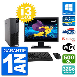 PC Lenovo M83 SFF Ecran 22" Intel i3-4130 RAM 32Go Disque 500Go Windows 10 Wifi · Occasion 