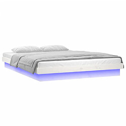 Acheter vidaXL Cadre de lit à LED sans matelas blanc bois massif