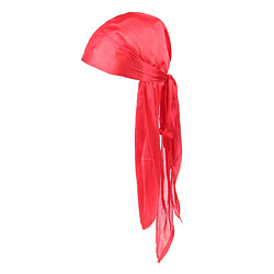 Avis 2 Pièces Casquettes Unisexe Bandanas Soyeux Durags Longue Queue, Confortable et Respirant - Rouge