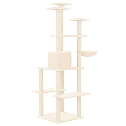 Arbre à chat avec griffoirs,niche pour chat en sisal Crème 167 cm -MN88946 pas cher