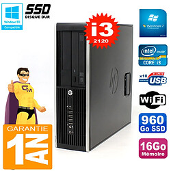 PC HP Compaq 8300 SFF Core I3-2120 RAM 16Go Disque 960Go SSD Graveur DVD Wifi W7 - Occasion