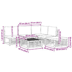 vidaXL Salon de jardin avec coussins 6 pcs bois d'acacia solide pas cher