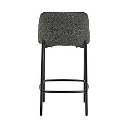 Mes Lot de 2 chaises de bar H65 cm en tissu bouclette gris foncé - ELSA pas cher