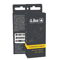 Avis iLike CTT01 Câble de données et de chargement rapide 3,1 A TPE USB-C vers USB-C (Type-C) durable 1 m Noir