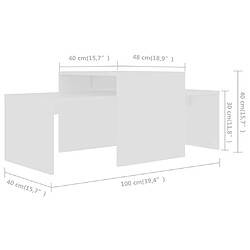 vidaXL Ensemble de tables basses Blanc 100x48x40 cm bois d’ingénierie pas cher