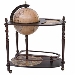 Mendler Globe terrestre, bar de salon HWC-T875, minibar roulant, bois d'eucalyptus