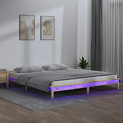 vidaXL Cadre de lit à LED sans matelas 160x200 cm bois massif