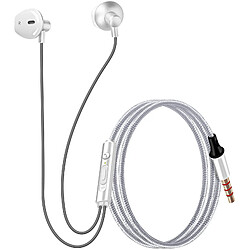 LinQ Écouteurs Nylon Tressé Intra-auriculaires Jack 3.5mm Kit mains libres Blanc