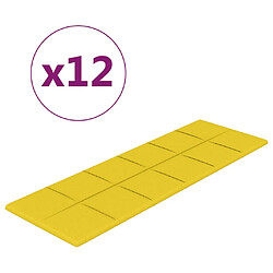 vidaXL Panneaux muraux 12 pcs Jaune clair 90x30 cm Tissu 3,24 m²