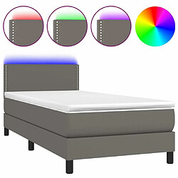 Sommier à lattes et LED,Cadre à lattes de lit avec matelas pour Adulte Gris 90x200 cm -MN50111