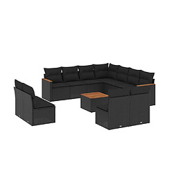 Maison Chic Salon de jardin 12 pcs avec coussins, Ensemble Tables et chaises d'extérieur noir résine tressée -GKD799441