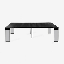 Avis Inside 75 Table console extensible de 45 à 270 cm STEF XL 10 couverts piétement verre fumé plateau noir