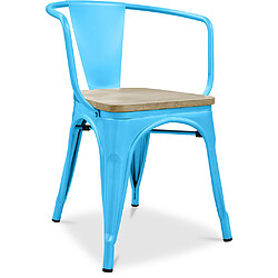 ICONIK INTERIOR Chaise avec accoudoir Stylix - Métal et bois clair Turquoise