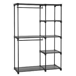 Helloshop26 Armoire autoportante penderie pliable avec barre de suspension porte-vêtements organiseur de stockage vestiaire chambre salle d’étude stable 165 cm noir 12_0002295 